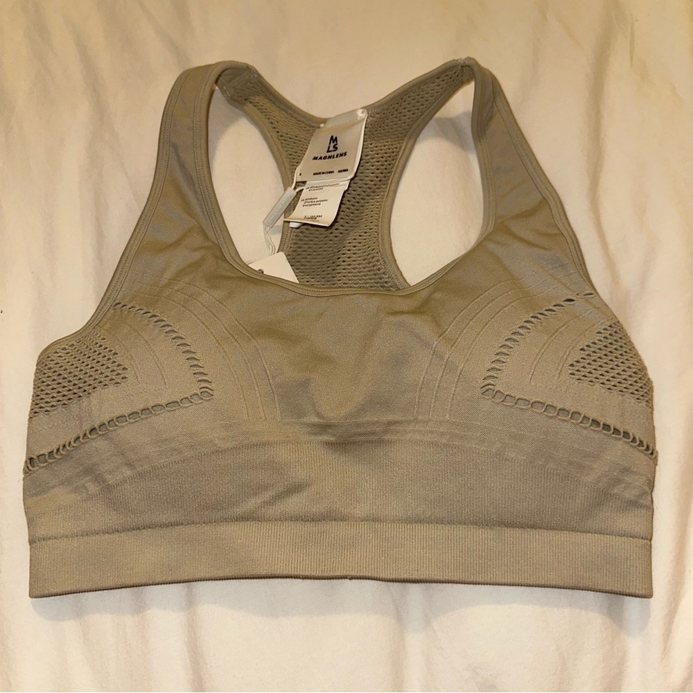 Tan Seamless Sports Bra with Racerback Design